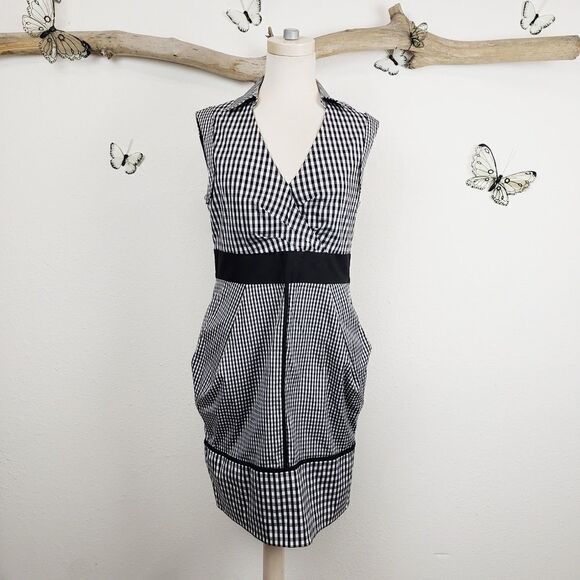 Karen Millen black and white gingham pencil dress - Picture 1 of 8